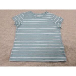 Time and Tru Shirt Womens Large Blue White Striped Cap Short Sleeve Everyday